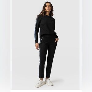 Saint + Sofia Runway SET Crew Neck Top & Trouser Pant Velvet Side Stripe XS/02